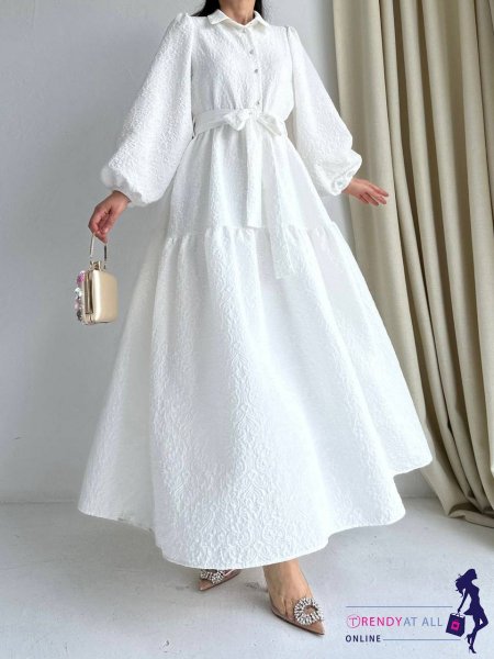 فستان صيفي  - أبيض <br> <span class='text-color-warm'>نفدت الكمية</span>
